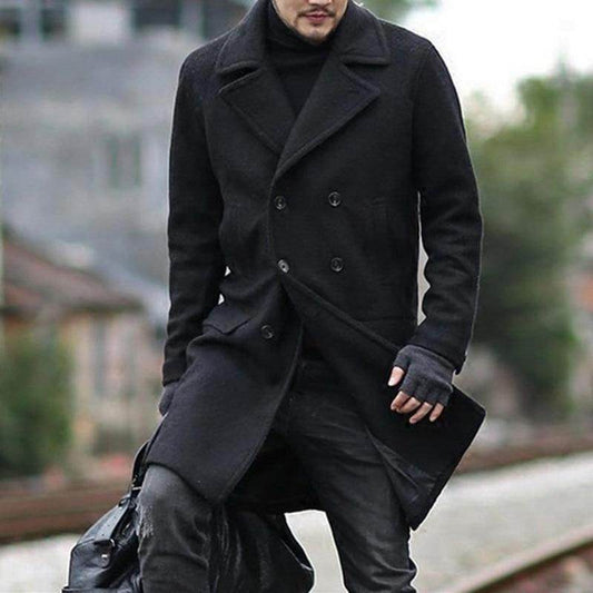 Classic woolen coat trench coat - Mubimart