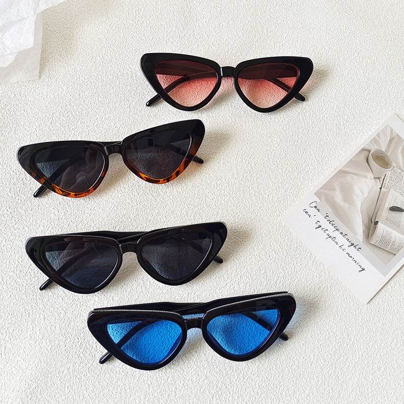 Retro Personalized Cat Eye Sunglasses Round Face High-grade Red Style Plain Face Personalized Glasses - Mubimart