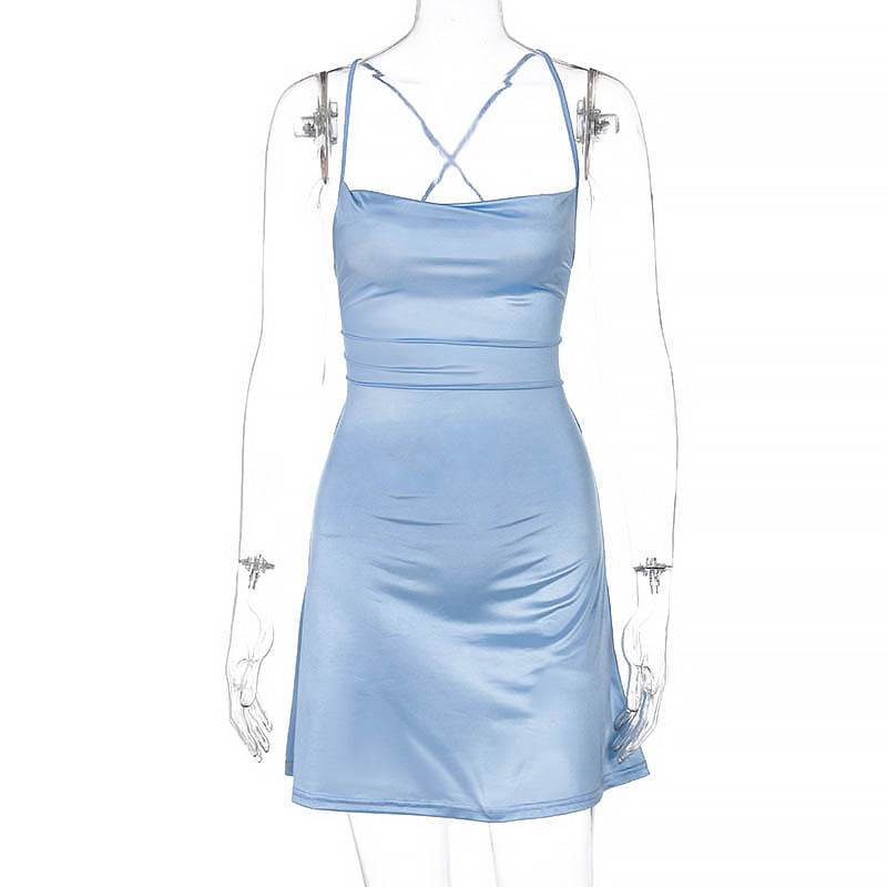Women's Fashion Lace Up Slip Dress - Mubimart
