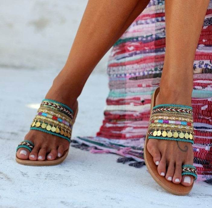 Handmade flat sandals - Mubimart