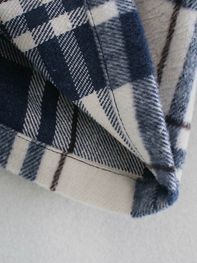 Loose plaid short shirt jacket - Mubimart