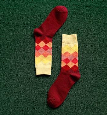 Colored diamond men's socks men's cotton socks long socks - Mubimart