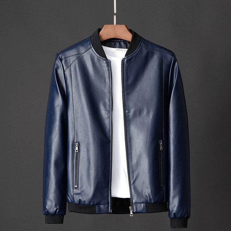 Leather jacket slim men's leather jacket - Mubimart