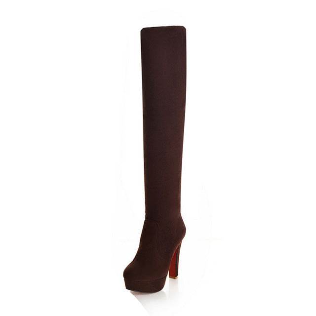Waterproof platform over the knee boots - Mubimart