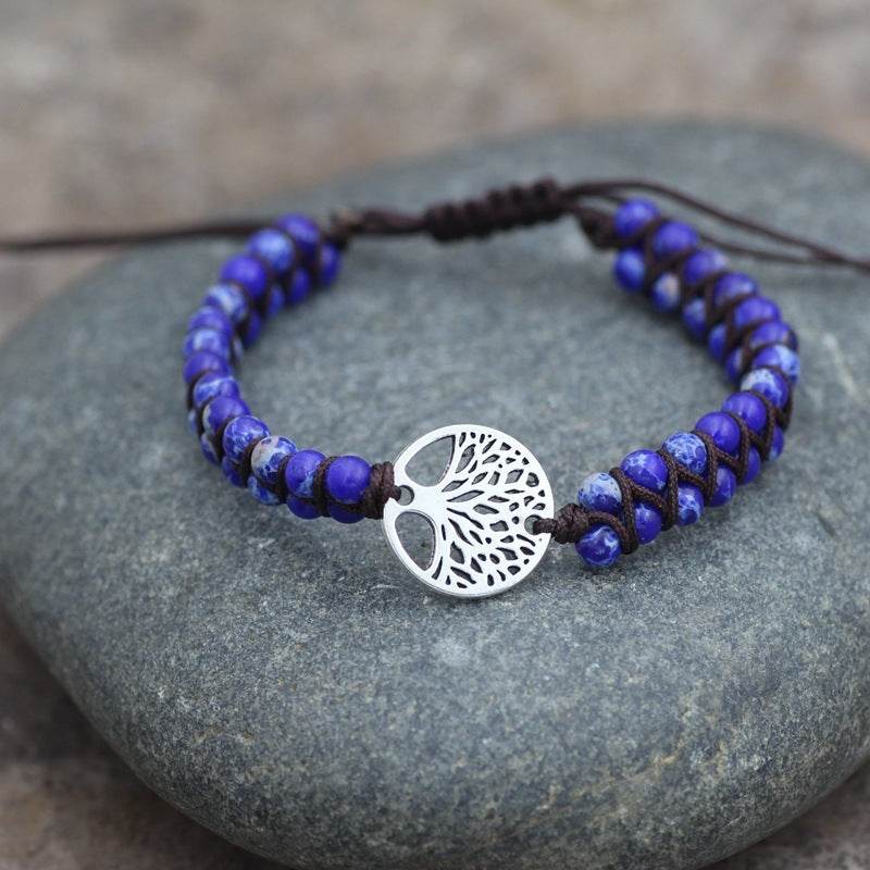 Natural Stone Tree Of Life Charm Bracelet Women - Mubimart