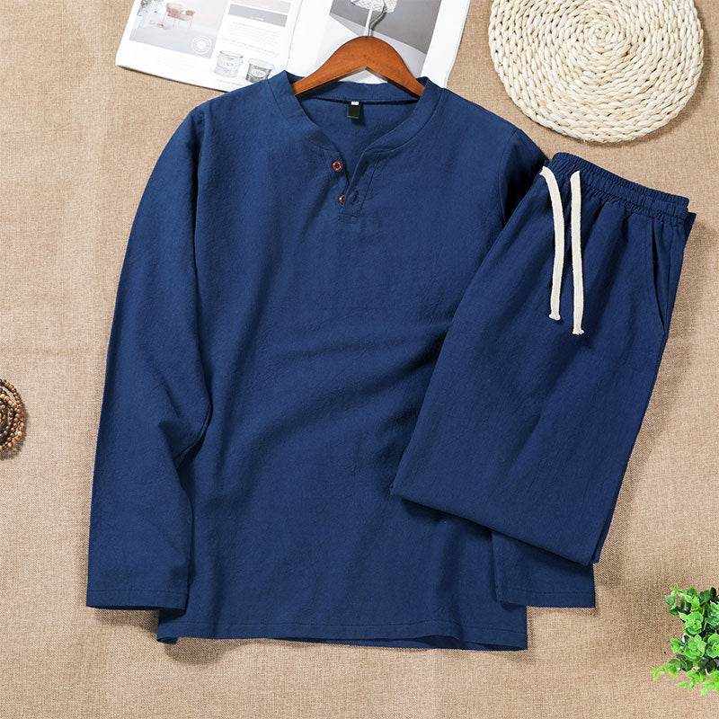 Chinese Style Linen Suit T-shirt Men's Cotton Linen - Mubimart