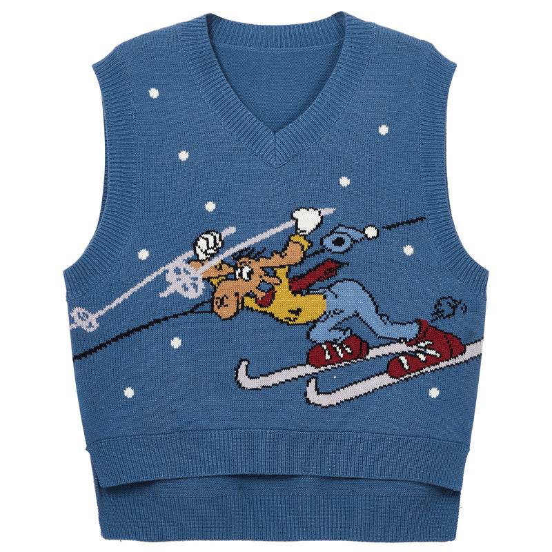 Knit Ski Sleeveless Sweater Vest - Mubimart
