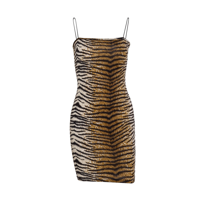 European And American Leopard Print Slip Dress Dress - Mubimart -  