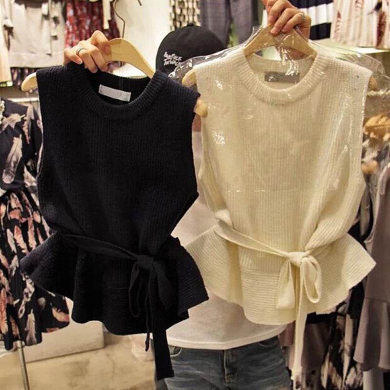 Knitted vest vest sweater - Mubimart