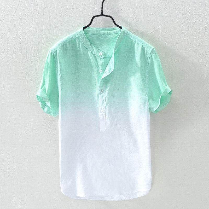 Gradient Cotton Linen Shirt - Mubimart