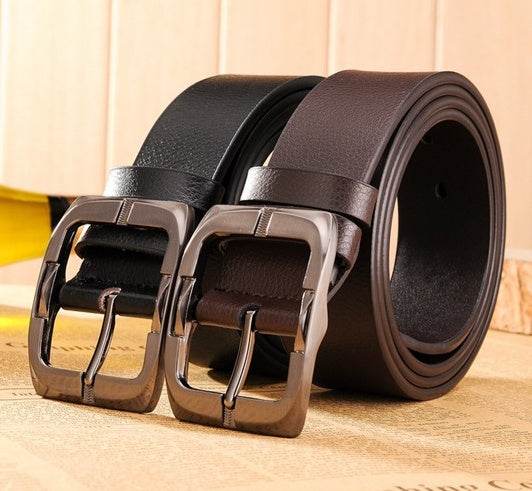 New Brand High Quality Men's Belts Luxury Brand Leather Belt Pin Buckle Black Business Pants Belt Belt Men's Belt - Mubimart