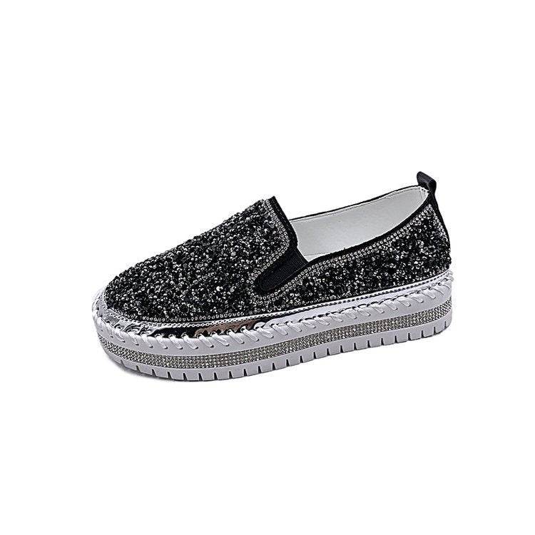 Casual single shoes women flat bottom wild spot loafers - Mubimart