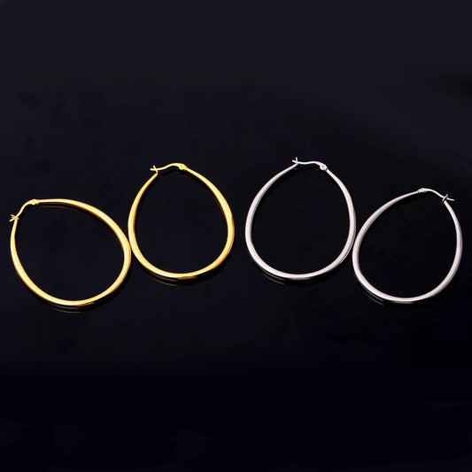 Women's Glossy Large Hoop Earrings - Mubimart