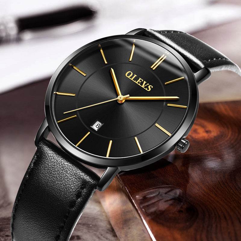 Fashion Casual Watch Men Luxury Brand Mens Watches Leather Sport Waterproof Auto Date Quartz Wristwatch - Mubimart