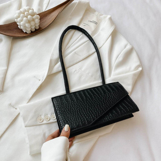 One shoulder messenger stone pattern small square bag - Mubimart