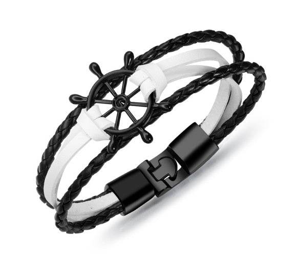 Alloy Leather Charm Bracelets - Mubimart