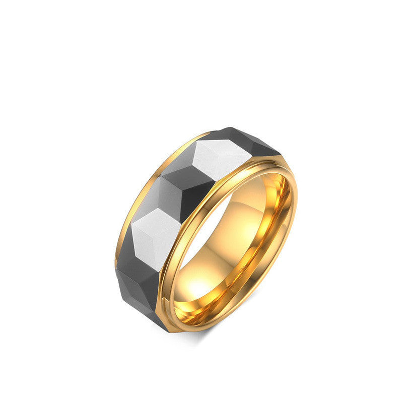 Tungsten steel gold ring