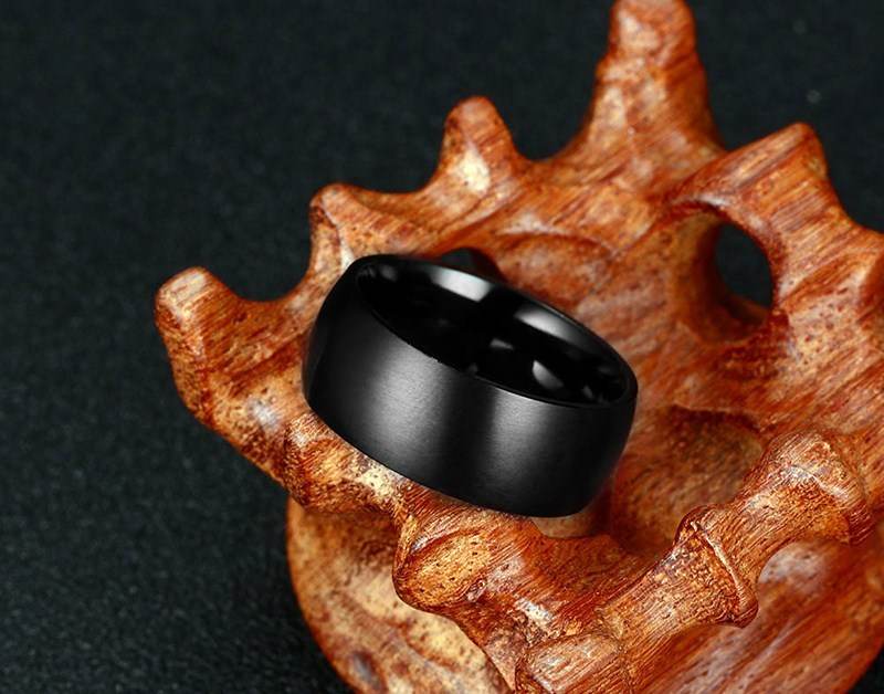 Men's Black Titanium Ring Matte Finished Classic Engagement Anel Jewelry For Male Wedding Bands - Mubimart