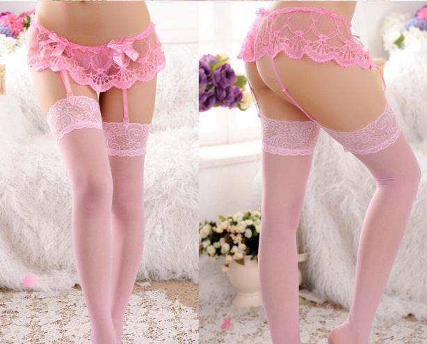 Lace garter belt passion sexy stockings body stockings - Mubimart