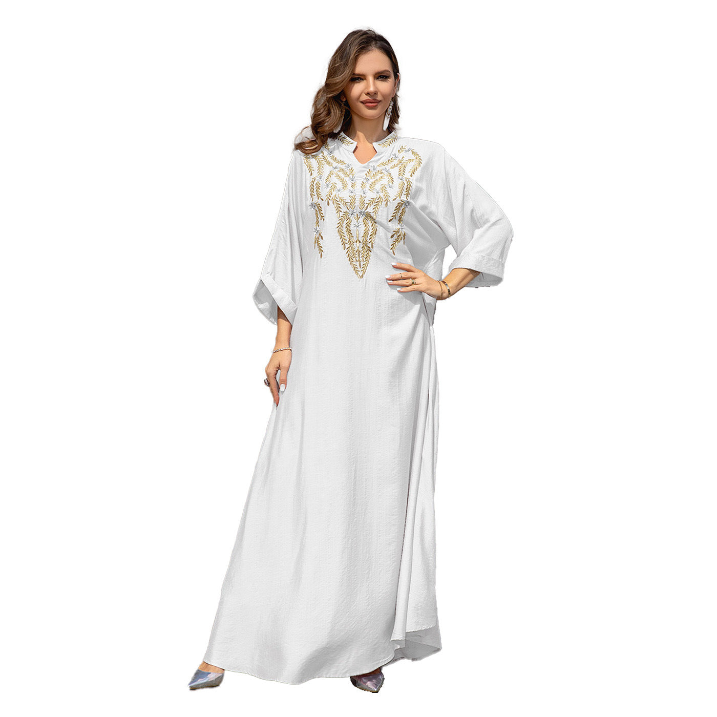 Muslim Women Embroidered Robe Dress - Mubimart -  