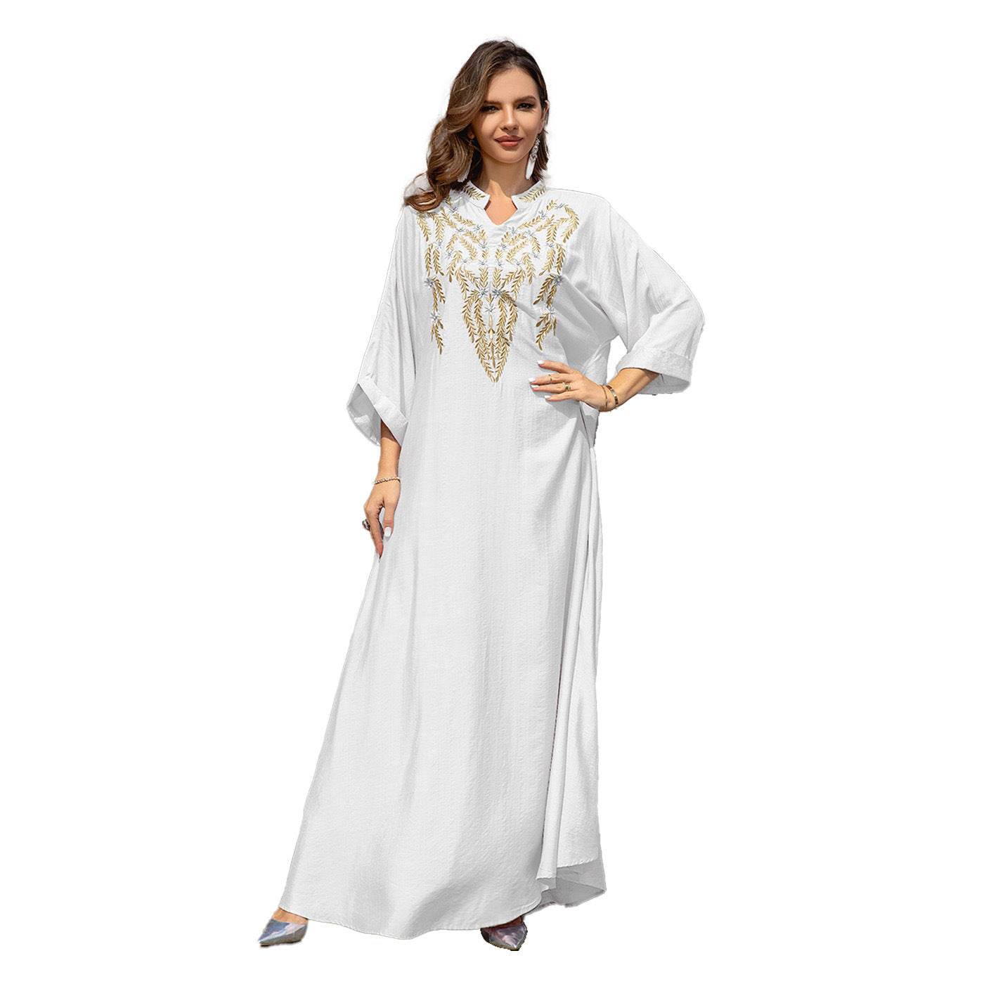 Muslim Women Embroidered Robe Dress - Mubimart