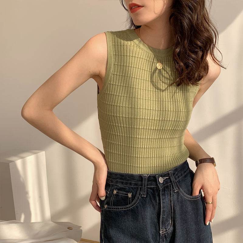 Women's Camisole Knit Bottom Sleeveless - Mubimart