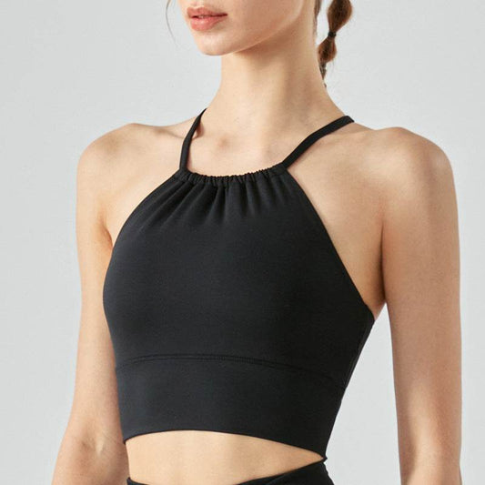 Front Collar Fold Movement Underwear Women With Chest Pad Workout Top - Mubimart