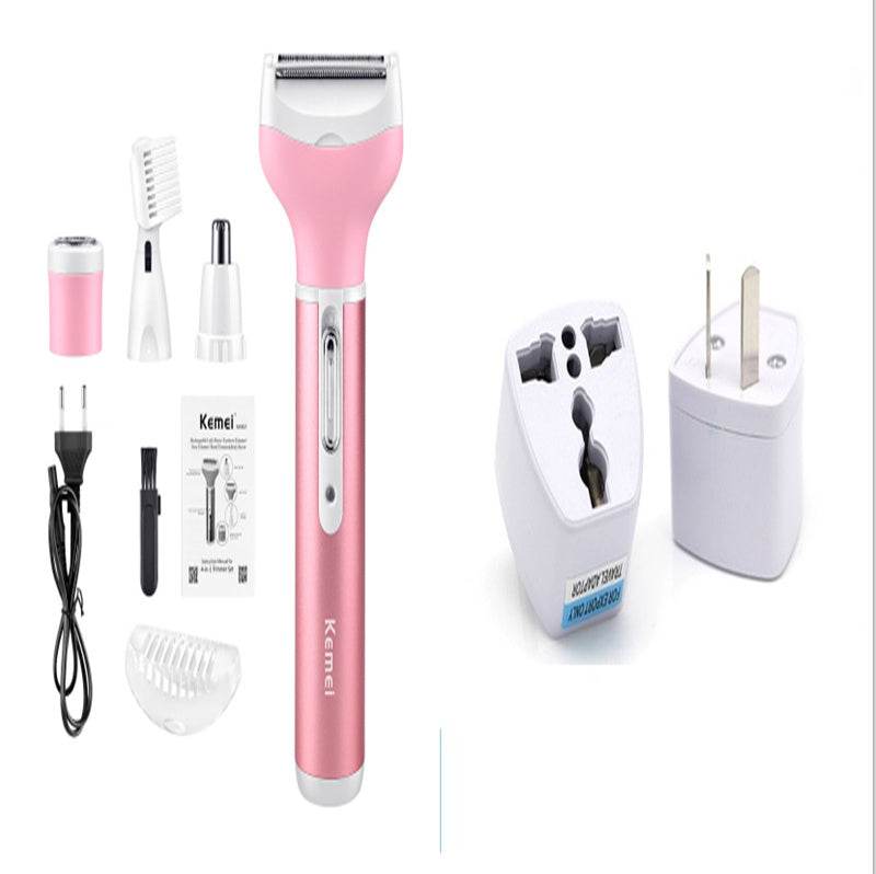 Portable 4in1 Multi-Functional Lady Women Rechargeable Shaver Eyebrow Shaping Nose Ear Hair Removal Device Armpit Razor - Mubimart