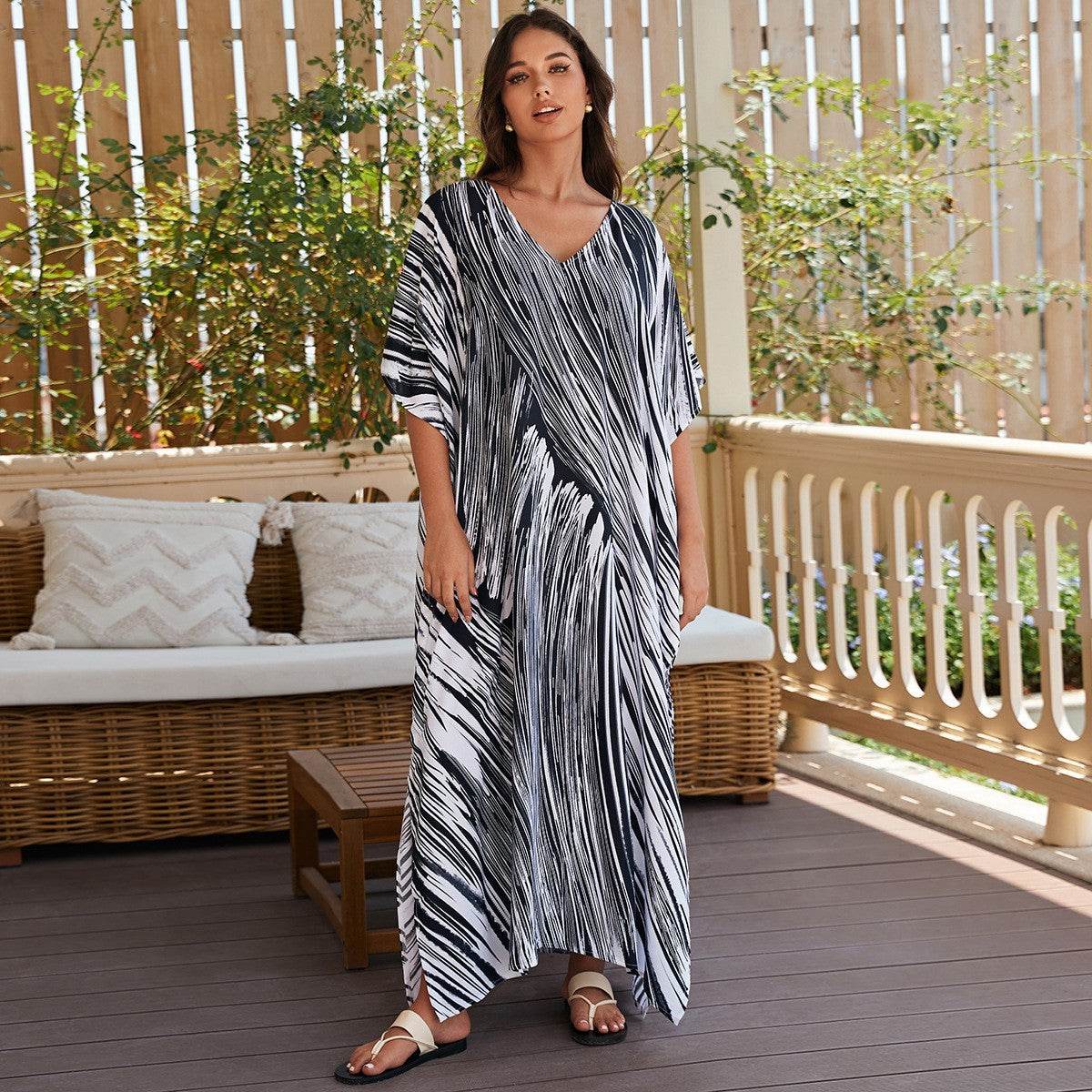 Plus Size Robe Blouse Beach Bikini Vacation Coat Dress Women - Mubimart