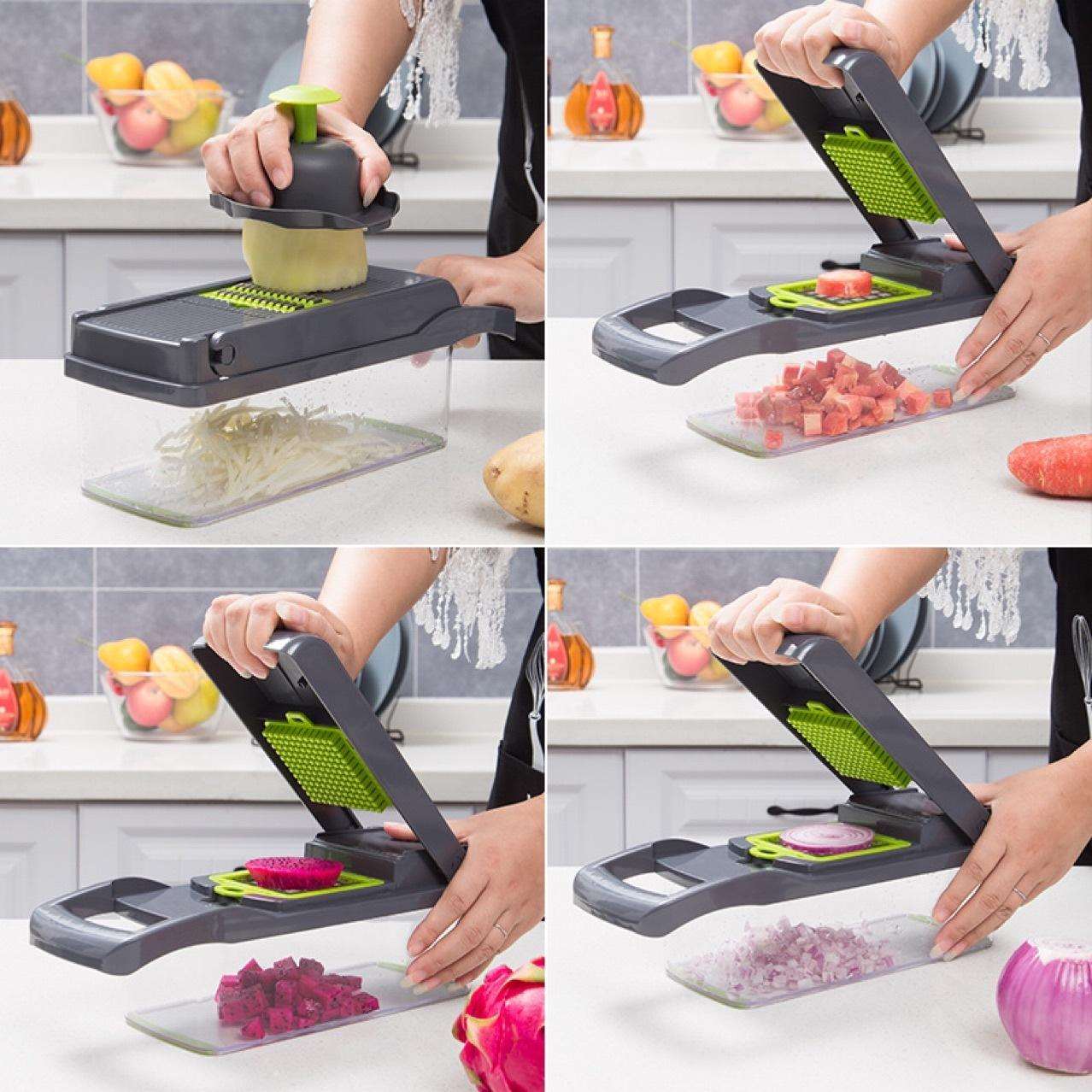 12 In 1 Manual Vegetable Chopper Kitchen Gadgets Food Chopper Onion Cutter Vegetable Slicer - Mubimart -  