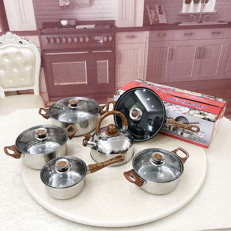 12-piece set pan, frying pan, soup pot, milk pan - Mubimart - Milk pan & pot 