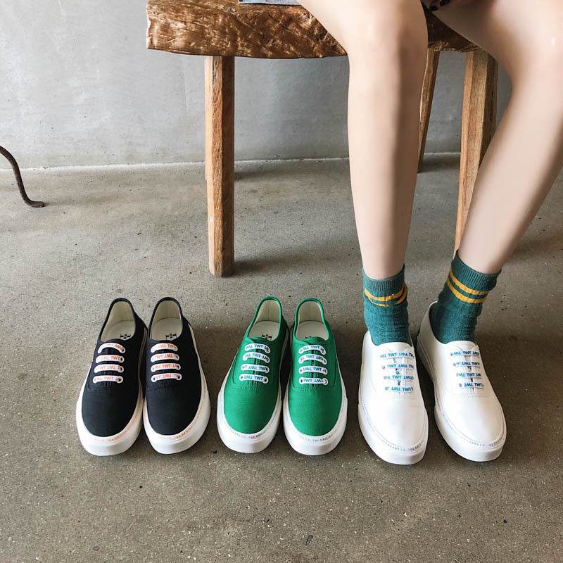 Letter casual canvas shoes women - Mubimart