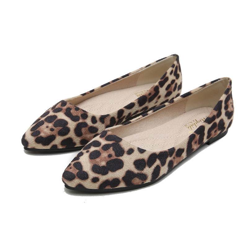 Leopard-print pointed toe flats - Mubimart