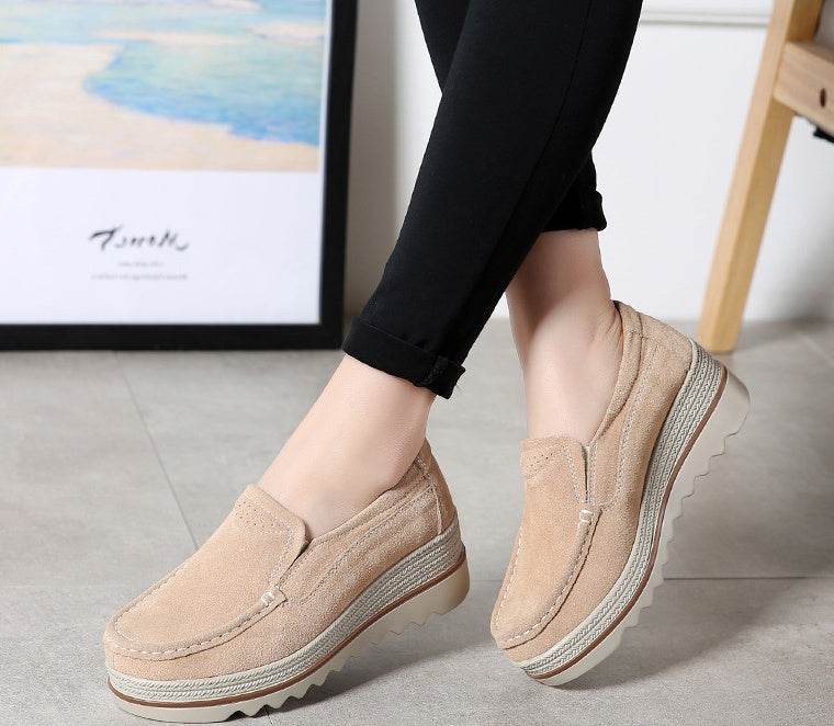 Womens Breathable Suede Slip On Sneakers - Mubimart