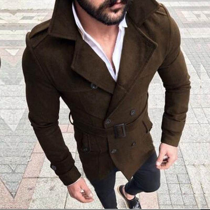 Double-breasted casual trench coat wool coat - Mubimart