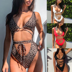 Women's Fashion One-piece High Waist Banded Bikini Swimsuit - Mubimart - Bikini 