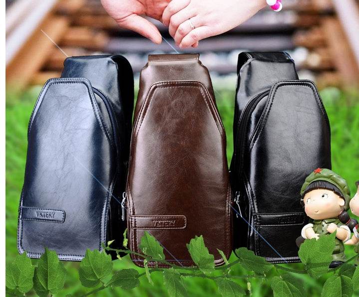 Men's Fashion Crossbody Bag Theftproof Leather Business Sling Bags Male Casual Chest Bags Shoulder Bags Chest Waist Pack - Mubimart