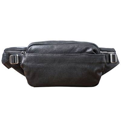 Men's Small Backpack Single Shoulder Cross-body Head Layer Cowhide Fanny Pack - Mubimart