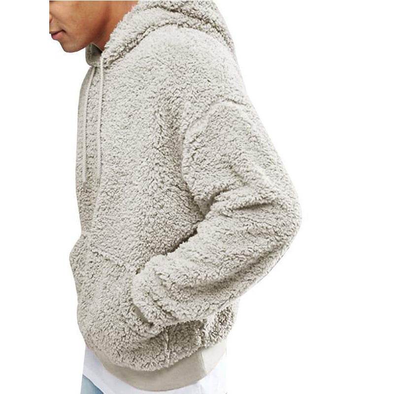Autumn New Mens Warm Hoodie Fluffy Fleece Hooded Winter Sweatshirts Casual Long Sleeveless Sweatshirt Pullover Fashion - Mubimart