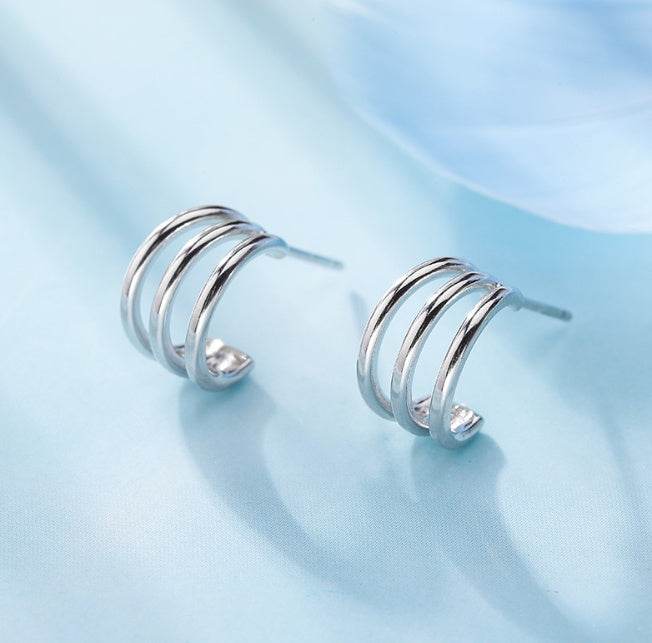 C-shaped hollow line men and women earrings - Mubimart