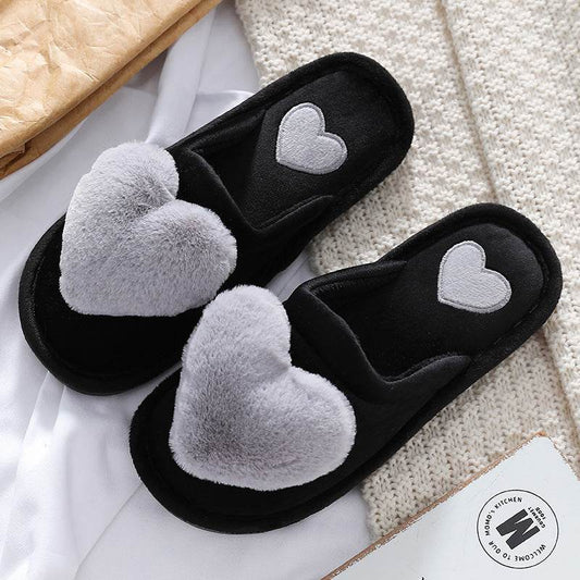 Cute Love Fluffy Slipper Home Slippers - Mubimart