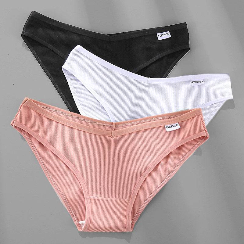 3PCS M-4XL Cotton Panties Female Underwear Sexy Women Briefs - Mubimart
