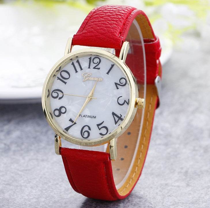Marble Belt Watch Fashion Geneva Watch Shell Face Casual Watch For Men And Women - Mubimart
