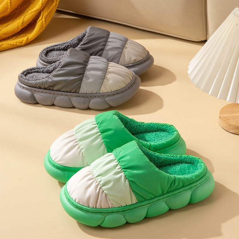 Waterproof Indoor Household Down Warm Plush Slipper - Mubimart