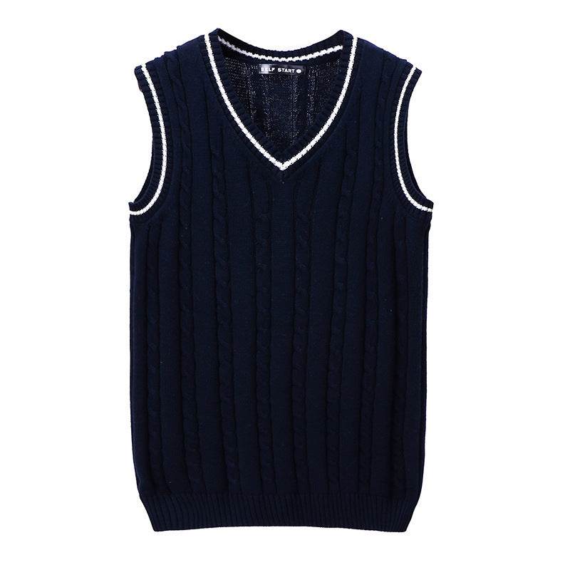 V-neck Vest Twisted Pullover Sweater Men's Vest - Mubimart