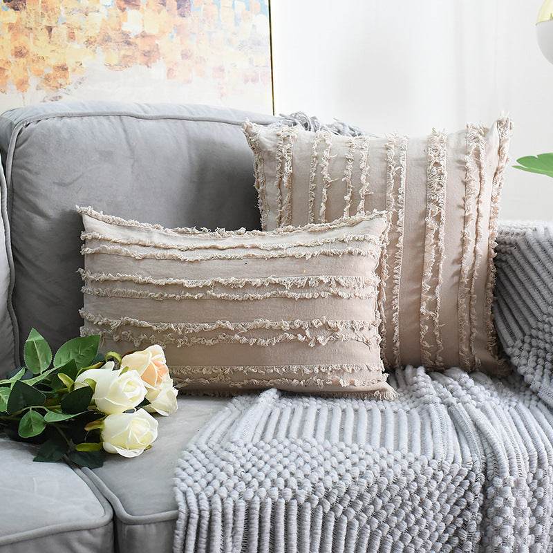 Cut Floral Fringed Sofa Pillowcases - Mubimart