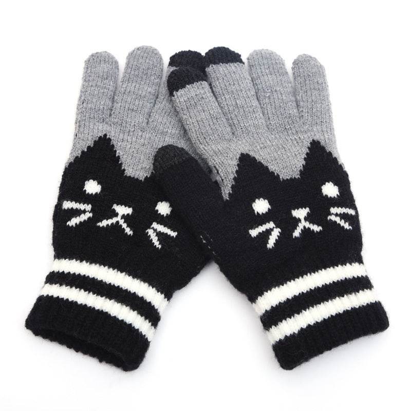 Couple knitted gloves touch screen gloves - Mubimart