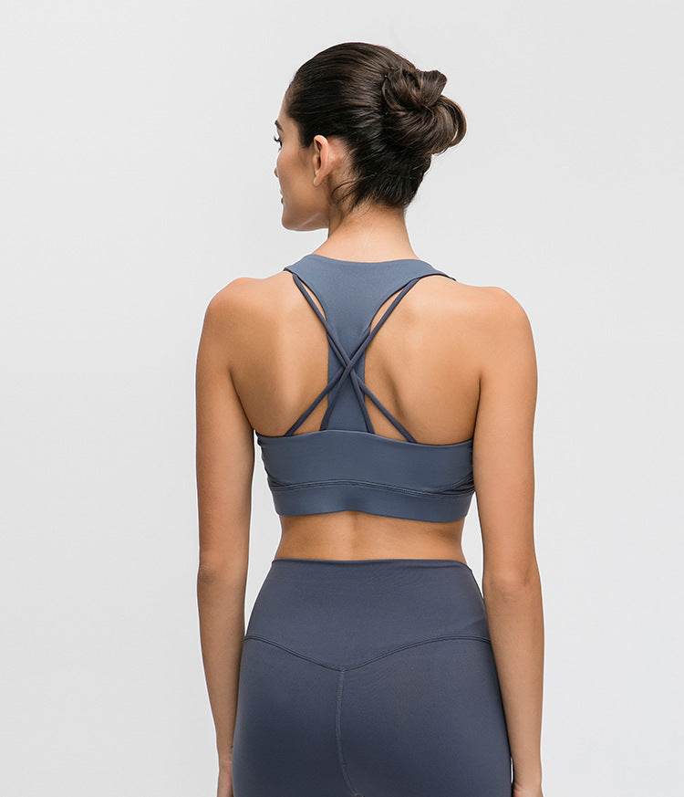 Contrast-panel sports bra - Mubimart