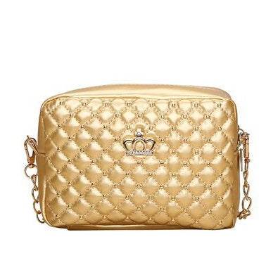 Women PU Crossbody Rivet Chain Shoulder Bag - Mubimart