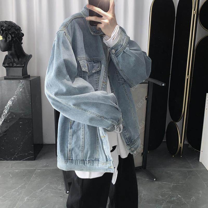 Mens Vintage Wash Blue Denim Jacket - Mubimart